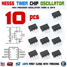 10pcs NE555N NE555 IC 555 High Precision Oscillator Timer DIP-8 Chip USA