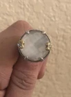 Judith Ripka Vintage Ring Size 7 Faceted Moonstone 14 Kt Gold W/sterling Silver