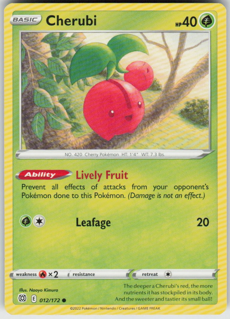Cherubi 012/172 Common Brilliant Stars Pokemon Lightly Played