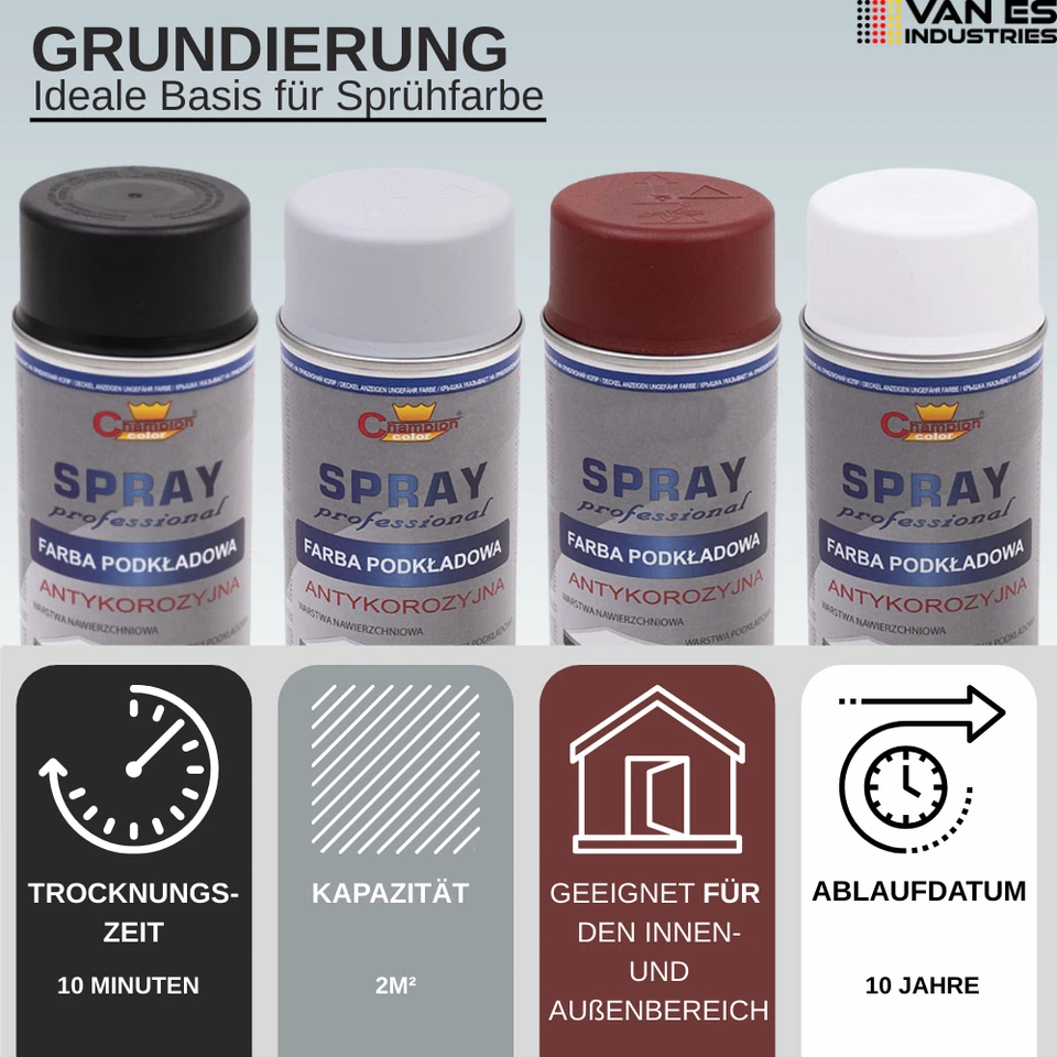 3x GRUNDIERSPRAY GRAU 400ml Lackspray Haftgrund Rost Primer Füller - Bild 2 von 4