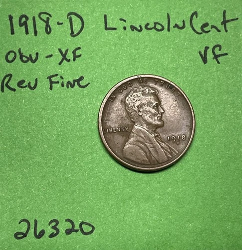 1918 D Lincoln Wheat Cent / Penny 1c Vf Very Fine
