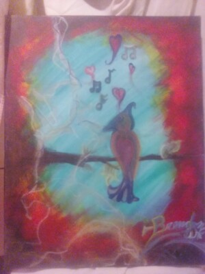 Art Painting Blended With Pastels ''Love Birds'' By Brendon Ward