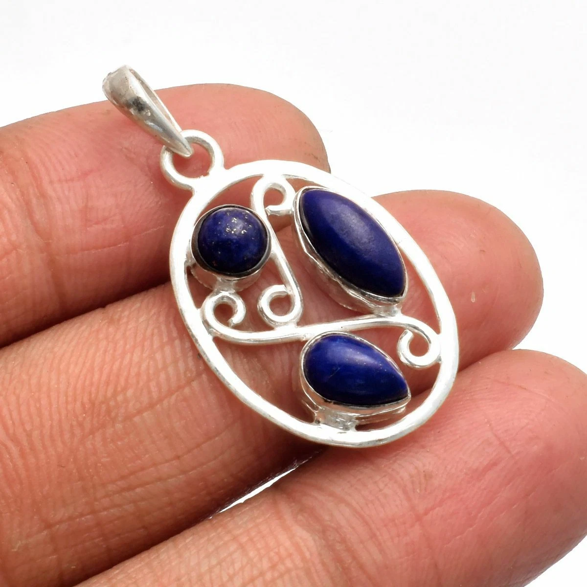 Lapis Lazuli Solid 925 Sterling Silver Pendant Jewelry 1.36