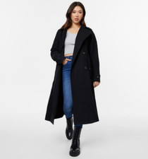 Jack Wills Premium Trench Coat Womens Black Uk Size 12 #ref14