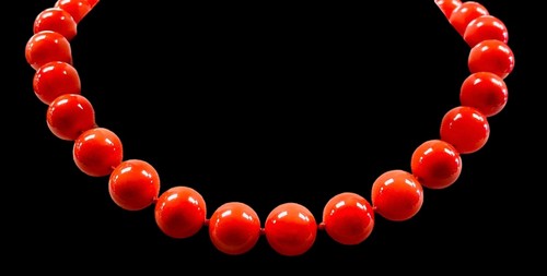 Vintage 14k Yellow Gold Clasp 12mm Bead Faux Red Coral Necklace Bead Choker 585 - Picture 10 of 24