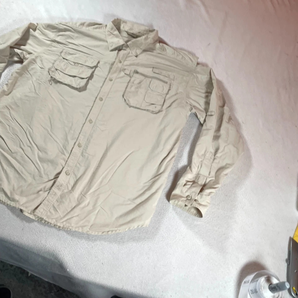 Quest Vented Shirt Mens 2XL XXL Tan Button Down Fish Outdoor Fishing Camp Boat - Image 2 of 4