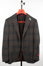 ISAIA 'Nuova S' Brown Cashmere Sport Coat Glen Check Modern Fit 40 R EU 50