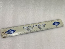 Vtg 1960s Scott Sales Good Year Tires Owosso Mich Metal Ruler Advertising Rule