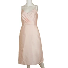 Alfred Sung Women's Cocktail Dress Size 4 Blush Pink Sateen Twill V-Neck D777