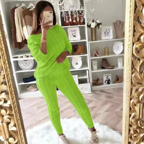 Women Cable-knit Loungewear Sweater & Pants Set Casual Outfits 2 Pcs Size - Picture 42 of 45