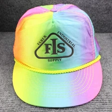 Vintage Faber Industrial Supply Hat Cap Rope Strapback Nylon Rainbow Otto 80-90s