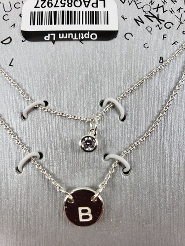 Womens' Silver Plated Letter B Initial Pendant Necklace Silver 18in New - Picture 2 of 3