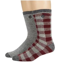 Columbia Men's Buffalo Plaid 2-pack Wool-Blend Crew Socks, Sock sizes: 10-13