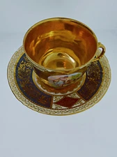 Royal Vienna Gilded Cup & Saucer Depicting Mythological Story Endymion & Selene