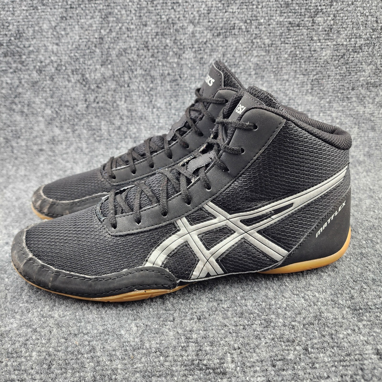 Asics Matflex 5 Wrestling Shoes Men's 11 Black Mesh Silver Athletic MMA