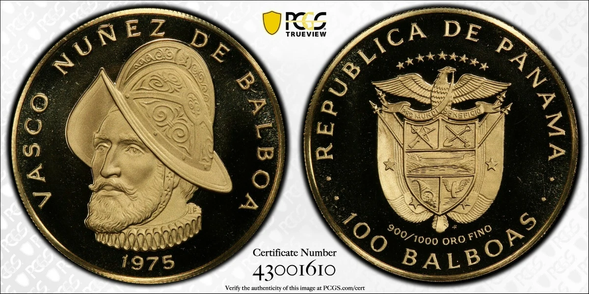 パナマ 1975 100B バルボア像 PCGS PR-67 DCAM