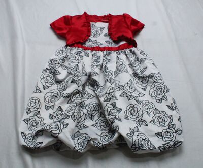 Park Bench Kids Girl's Rose Printed Bubble Hem Dress CM5 Red Size 5/6 