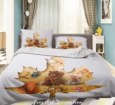 3D Squirrel Owl Bear Leaf Quilt Cover Set Duvet Cover Bedding Pillowcases 1459