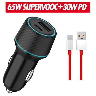 OnePlus 12 11 10 9 8 7 6 65W SUPERVOOC Kfz Adapter Autoladegerät Usb C Ladekabel