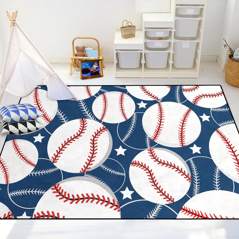 Baseball Rug - Baseball Rug for Boys Kids Room Sports Carpet Rugs for Boys Kids - Image 4 of 4