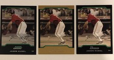 JASON KUBEL ROOKIE Lot CHROME INSERT GOLD THICK BASE 2004 BOWMAN BASEBALL CARDS