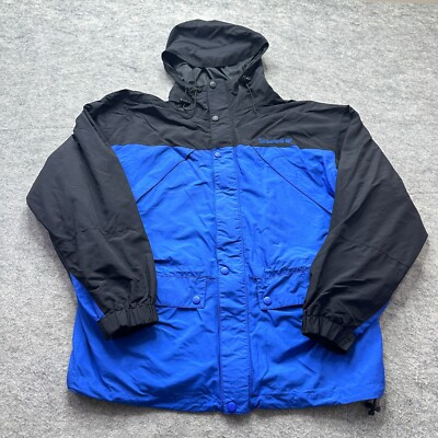 Timberland Jacket Men M Blue Black Ski Full Zip Hooded Nylon
