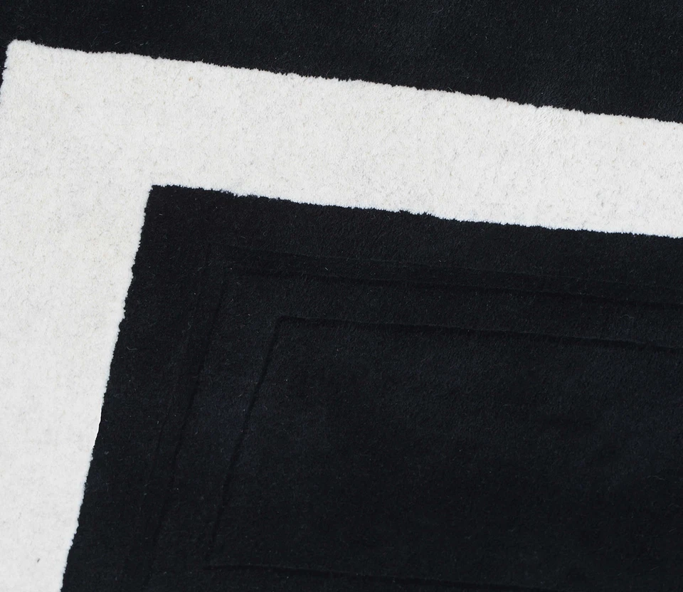 Hand Tufted Black and White Modern Design Wool Carpet for Living Room, Bedroom, - Image 2 of 4