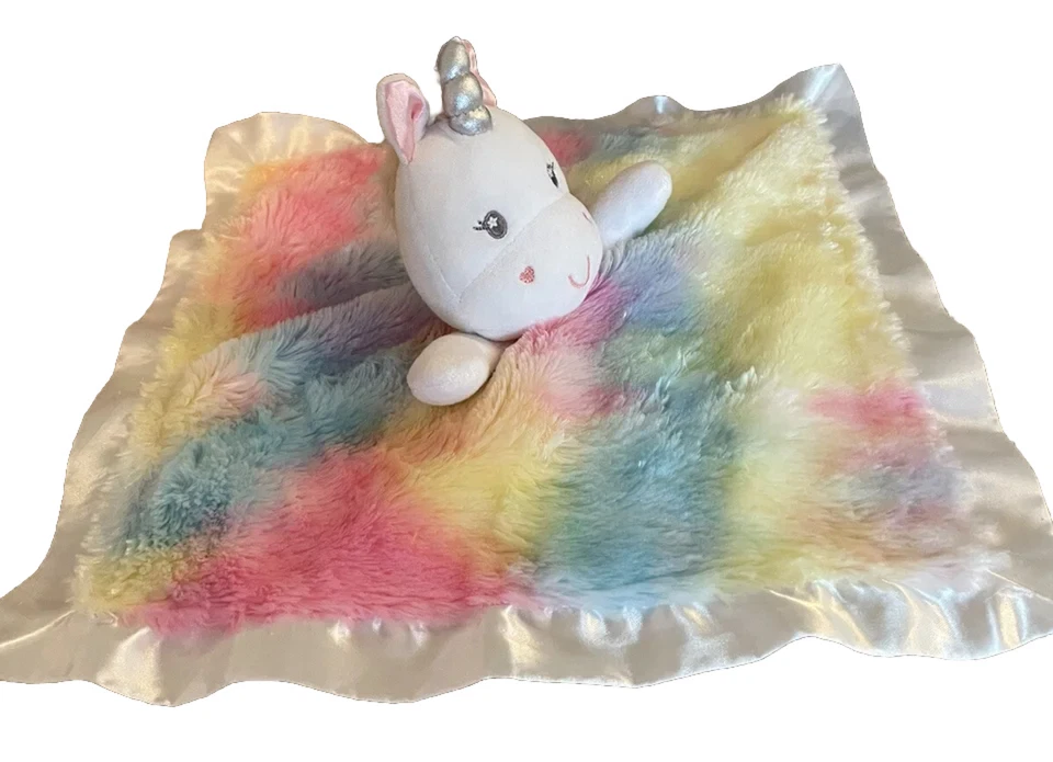 Bright Starts Радужный Единорог Милое Защитное Одеяло Атласная Отделка Вышитое Лицо - Изображение 2 из 4