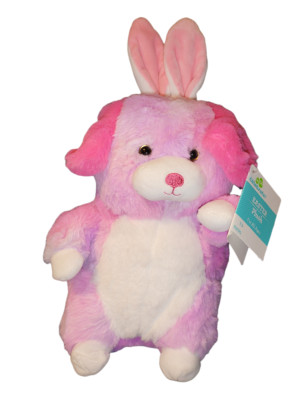 Way To Celebrate Easter Pink & White Chubby Puppy w/ Bunny Ears Plush - New