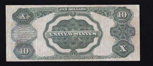US 1891 $10 Tombstone Silver Certificate FR 299 VF (666) - Picture 2 of 2