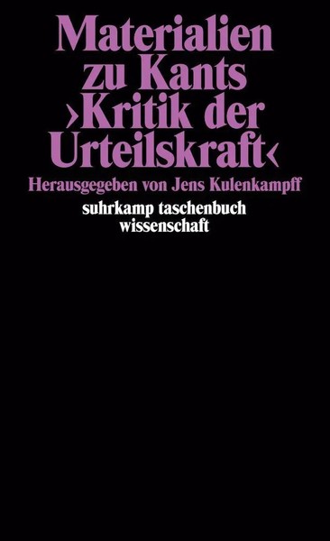 Jens Kulenkampff | Materialien Zu Kants >Kritik Der Urteilskraft< | taschenbuch-image