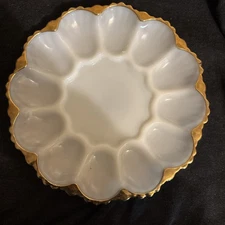 10 Inch Anchor Hocking Deviled Egg Serving Tray With 22K Gold Trim
