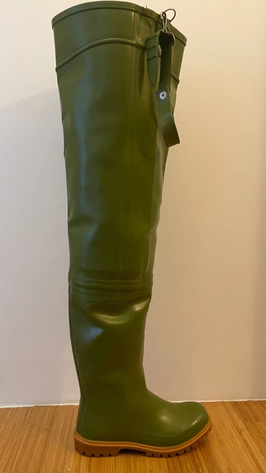 Stivali Di Gomma Superga Tutta Coscia Waders Verde Suola Alpina Taglia 41 - Immagine 3 di 4