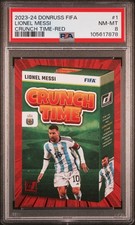 2023-24 PANINI DONRUSS FIFA CRUNCH TIME RED #1 LIONEL MESSI PSA 8