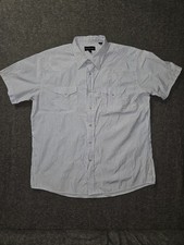 Panhandle Slim Shirt Mens XL Blue Stripe Western Pearl Snap Short Sleeve Casual