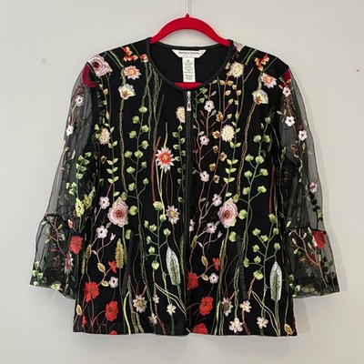 Drapers Damons Floral Embroidered  Zip Jacket PL Romantic Boho Artsy Avant Garde
