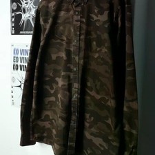 Brand Vintage Shirt Men  s Casual Shirt with Tiger Embroidery, Camouflage Pattern