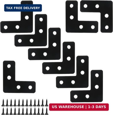 Piutouyar Black Stainless Steel L Braces Flat Corner Braces 40mm x 40mm/1.57 x 1