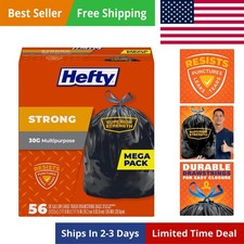 Strong 30 Gallon Trash Bags, Large Trash Bags 30 Gallon Size, Durable Drawstr...