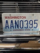 American License Plate Washington Evergreen State AANO395 