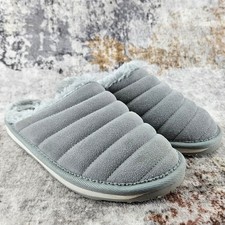 Minnetonka Womens Gray Faux Fur Lined Quilted Slipper Shoes Womens 7