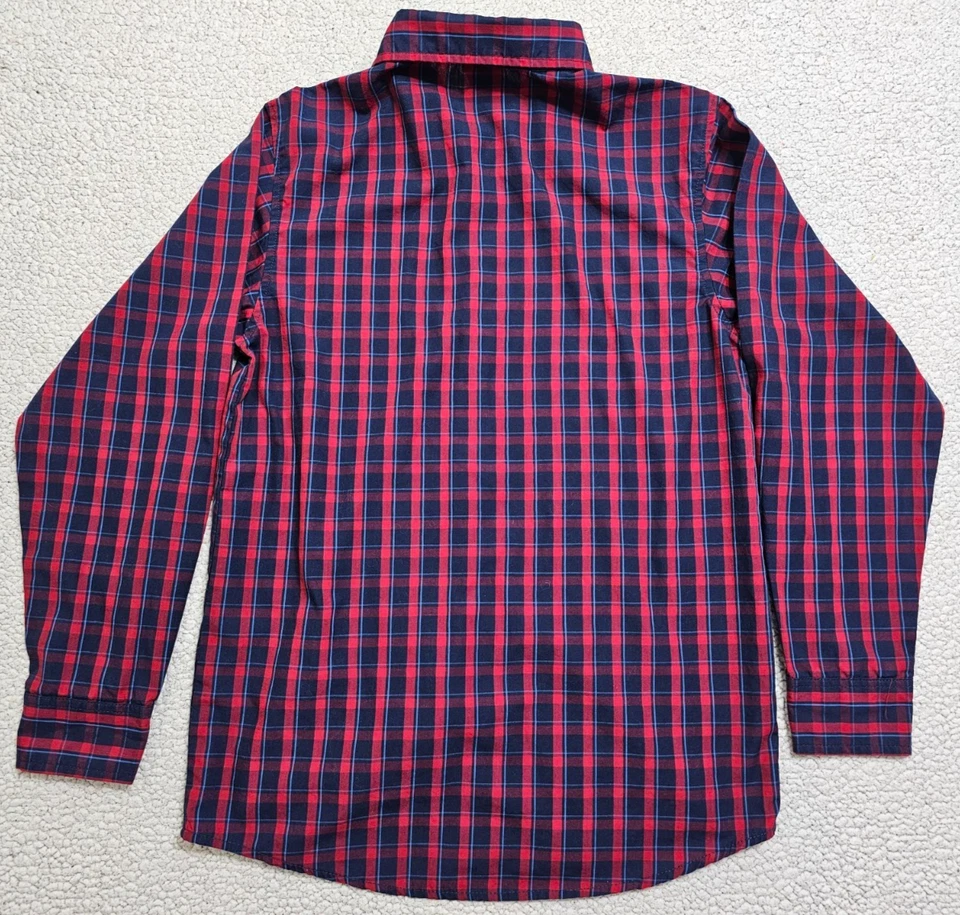 Camisa de vestir de manga larga Izod a cuadros azul/rojo para niños jóvenes 👔 talla grande 14/16 Foto 3 de 4