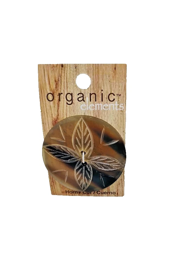 Large Brown Flower Horn Button x 1 Piece Organic Elements 2-Hole 2 inch B61 - Image 2 of 4