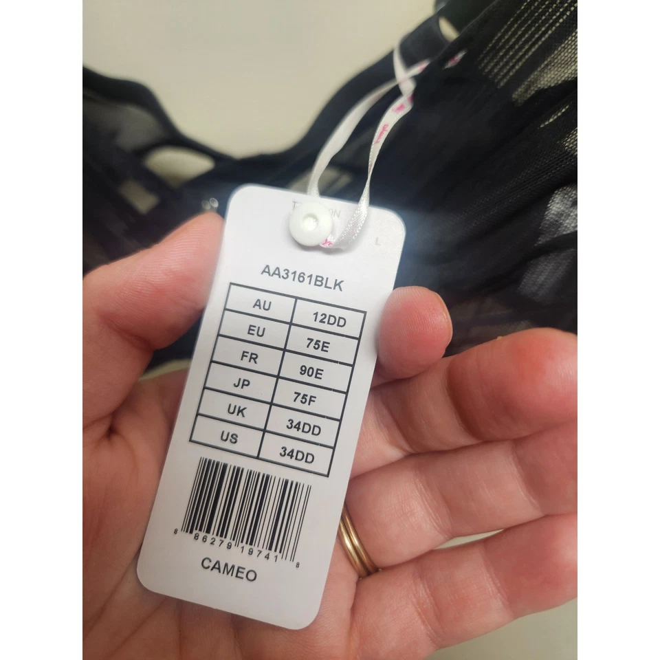 Sujetador Freya Cameo Negro Malla Transparente Balconette AA3161BLK Nuevo Con Etiquetas 34DD Foto 4 de 4