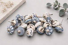20 Original Marrakesh gray grey white drawer knob mosaic ceramic cabinet knobs