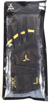 JAX MODEL ONE Left Handed Black LRG Pure Gold BATTING GLOVES - Strap Cuff - NEW