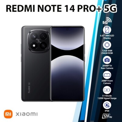 Redmi Note 14 Pro+ Plus 5G Android Cell Phone (Black/12GB+256GB/Dual SIM)