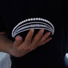 4T Elegant Zircon Wedding Tiaras Crowns Crystal Bridal Hair Accessory