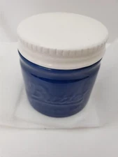 Dowan Porcelain Butter Bell/Keeper/Crock, French Ceramic With Lid, Blue w. White