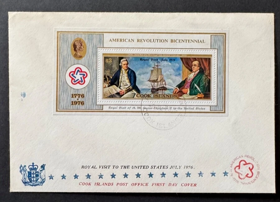 AtoZ. Cook Islands FDC Captain Cook Issue 1976 with Royal Visit Overprint - Image 2 of 2